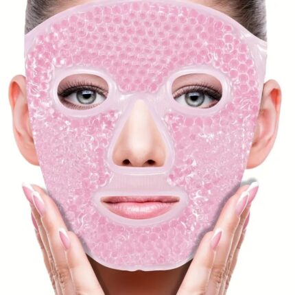 Šildanti/ šaldanti perlinio gelio kaukė veidui, rožinės spalvos