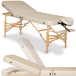 Sulankstomas medinis masažo stalas Gallo Plus Light Wood 76 Vinyl Flex K033, smėlio spalvos