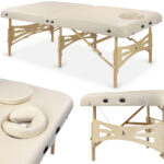 Sulankstomas masažo stalas Light Wood 102 Comfort Face Hole Vinyl Flex K033, smėlio spalvos