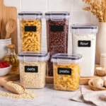 Maisto laikymo indai su hermetiniais dangčiais 4 vnt. rinkinys